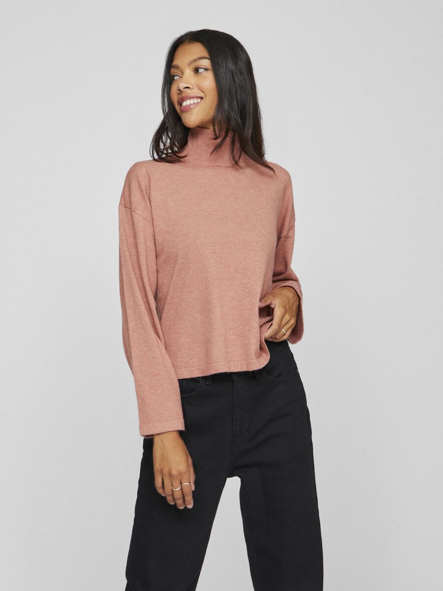 VILA HIGH NECK KNITTED PULLOVER, Burnt Henna, highres - 14103680_BurntHenna_003.jpg
