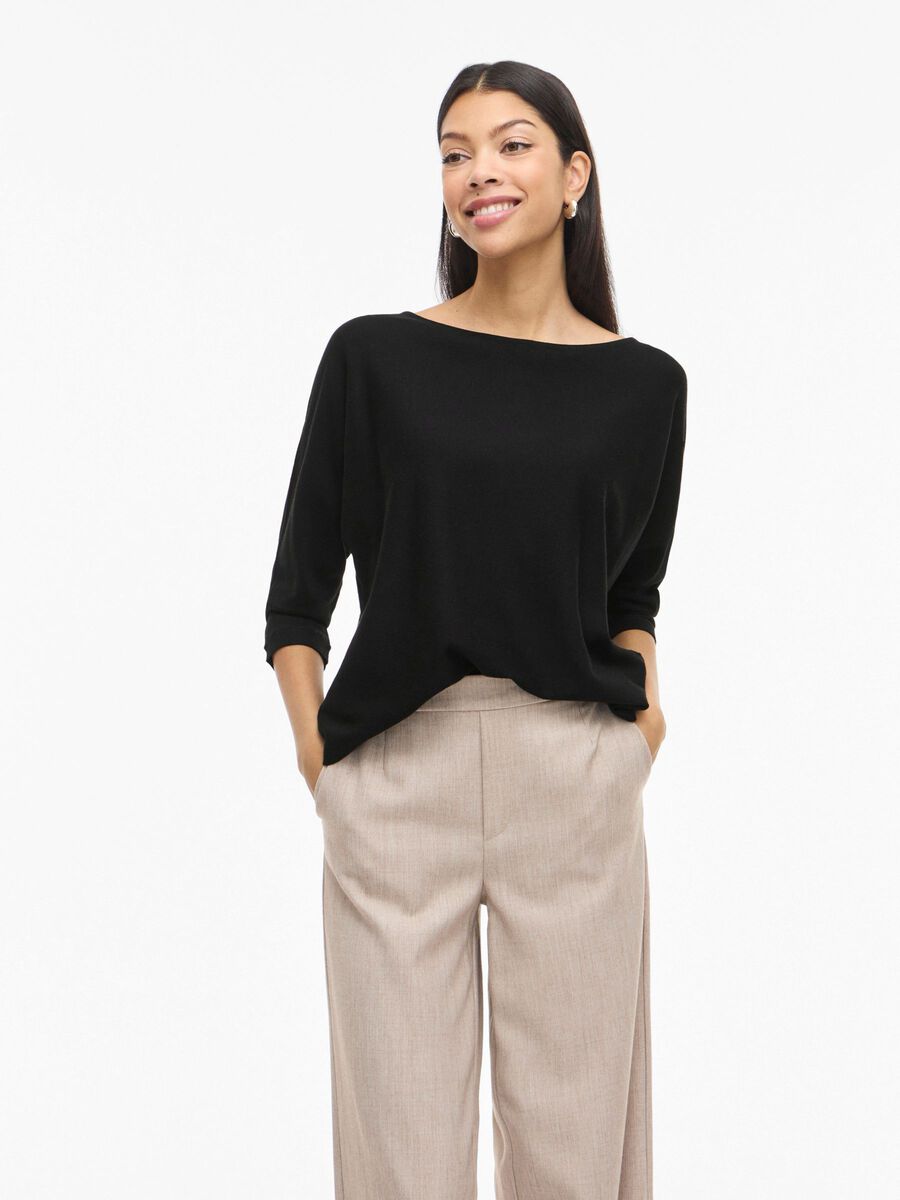 Product carousel image - VIMALU - MANCHES 3/4 TOP EN MAILLE, Black Beauty | 1