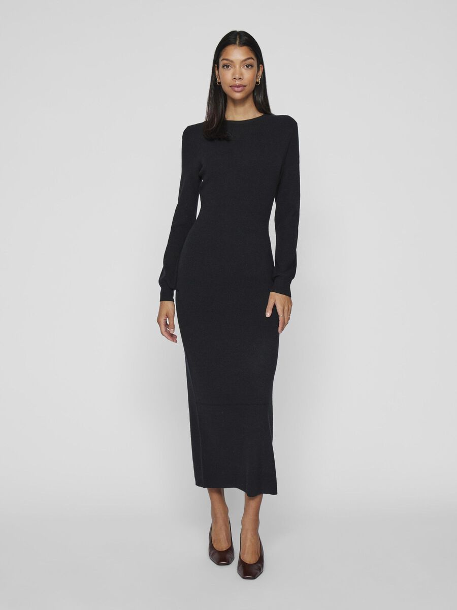VILA KNITTED MAXI DRESS, Black, highres - 14109942_Black_003.jpg