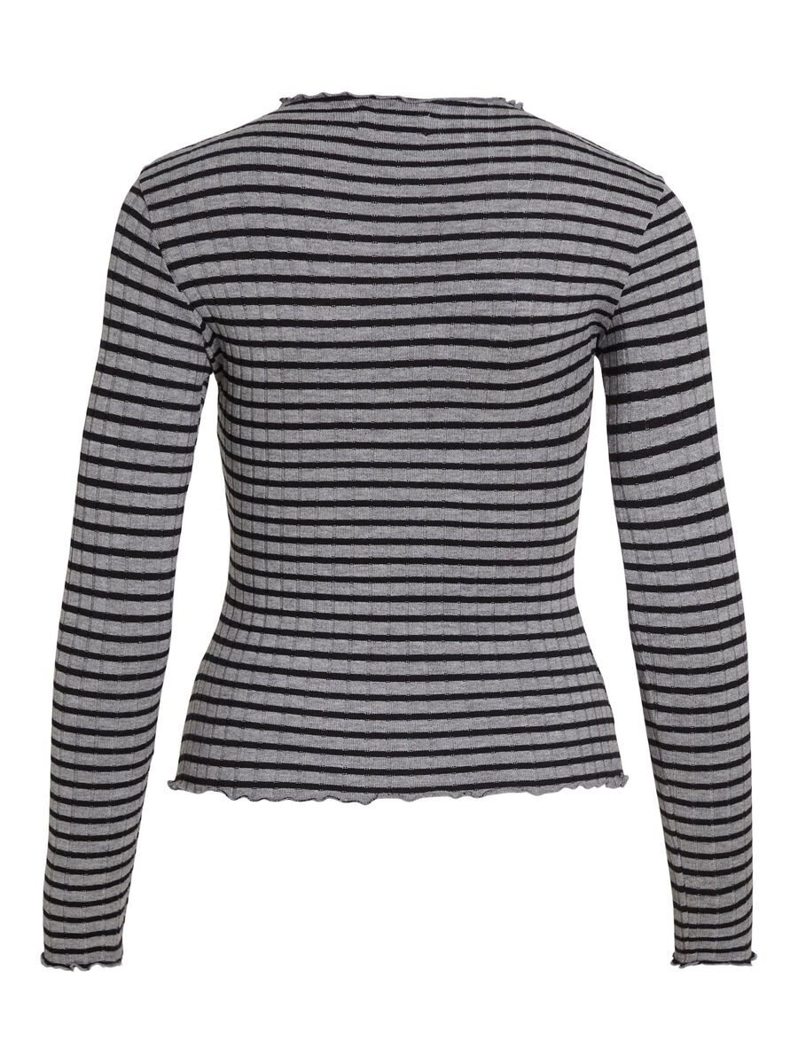 VILA VIRIKA HÖG HALS LÅNGÄRMAD TOPP, Medium Grey Melange, highres - 14107470_MediumGreyMelange_1200102_002.jpg