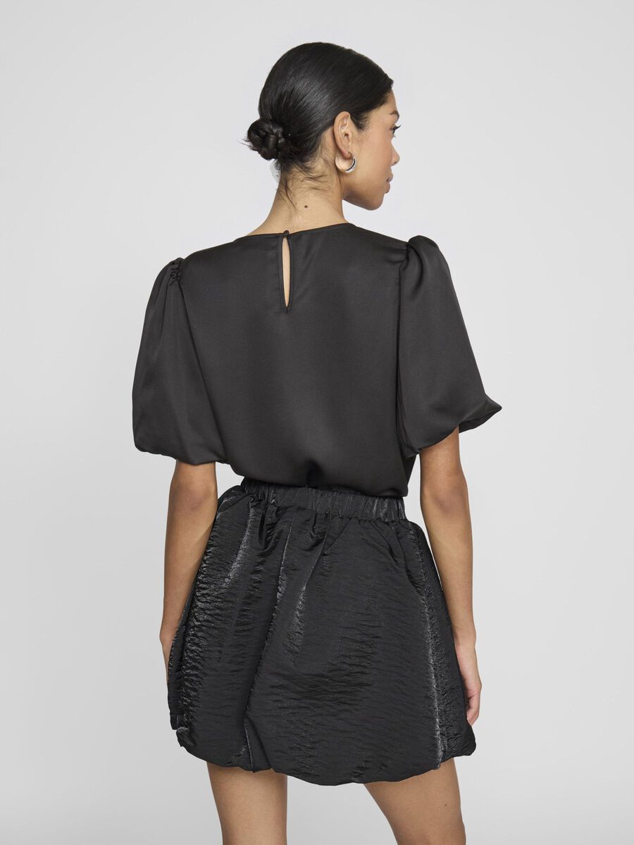VILA VIELLETTE ROUND NECK SHORT SLEEVED TOP, Black, highres - 14107986_Black_004.jpg