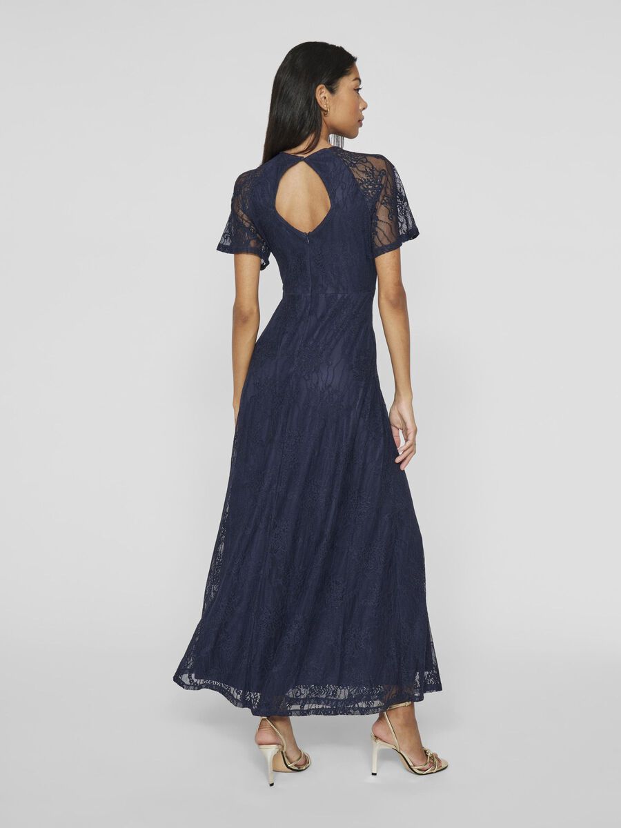 VILA VIFEMMA SHORT SLEEVED MAXI DRESS, Navy Blazer, highres - 14100349_NavyBlazer_004.jpg