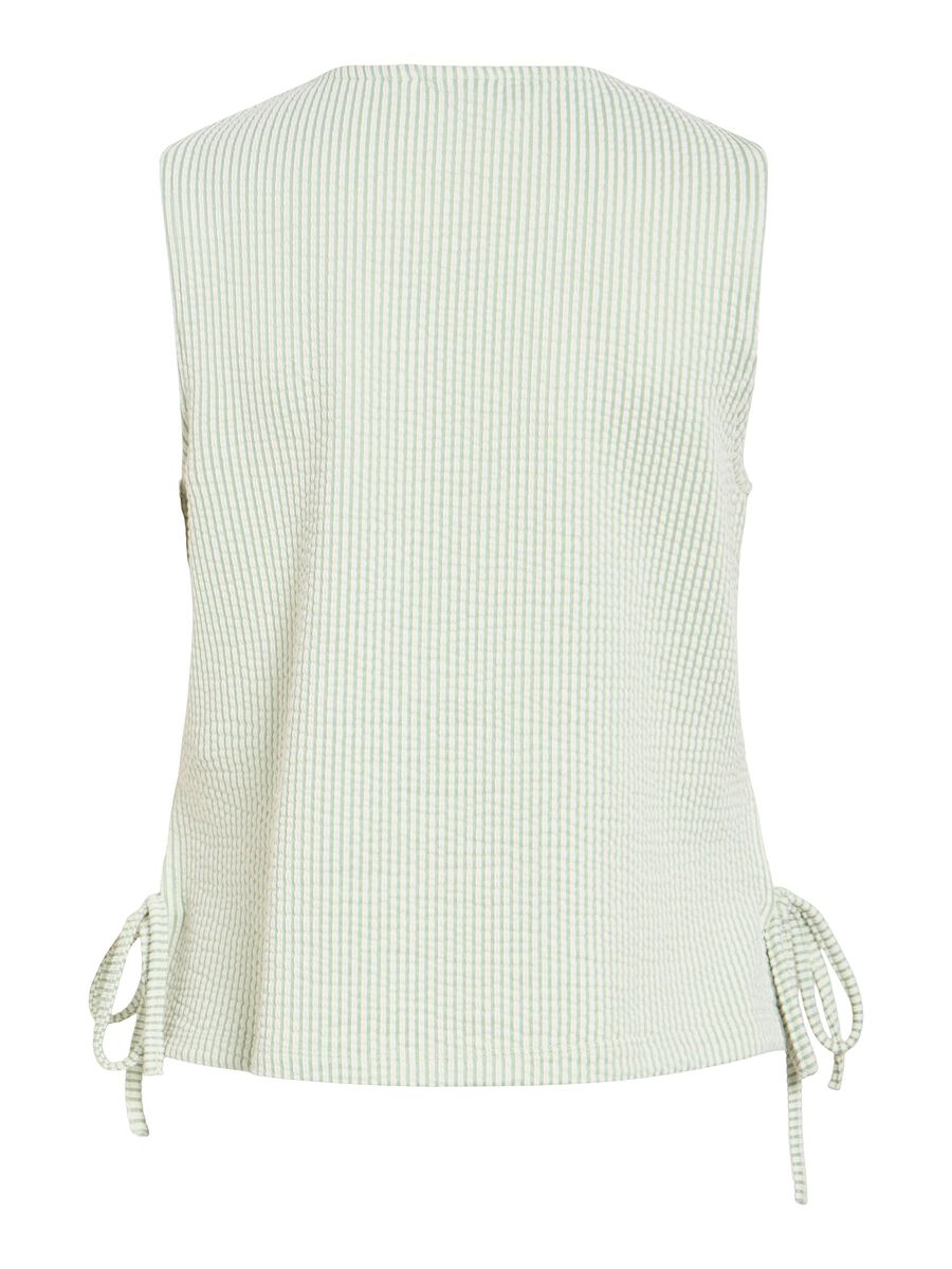 Product carousel image - ROUND NECK SLEEVELESS TOP, Smoke Green | 2