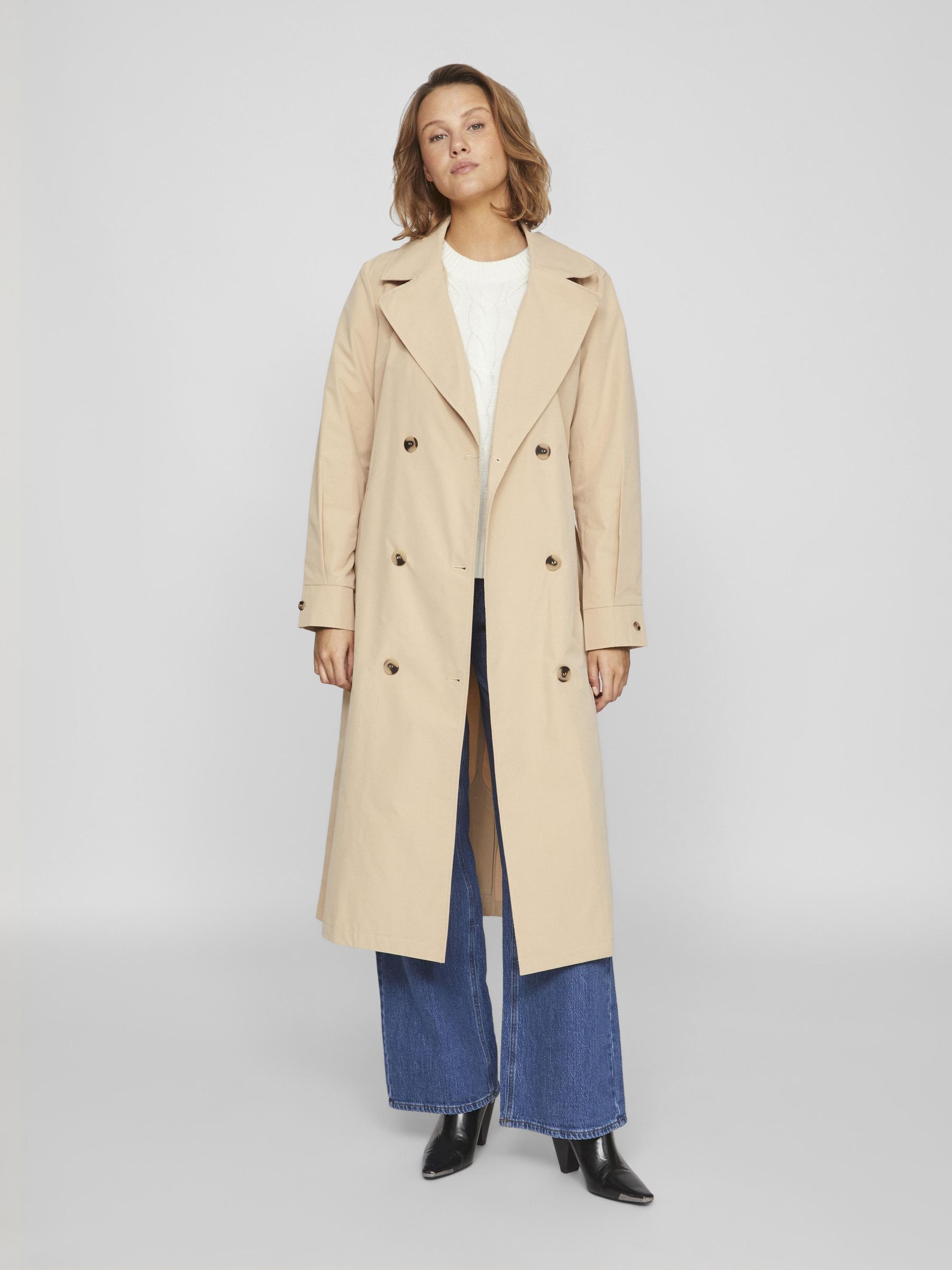 Vila vithree long trenchcoat on sale