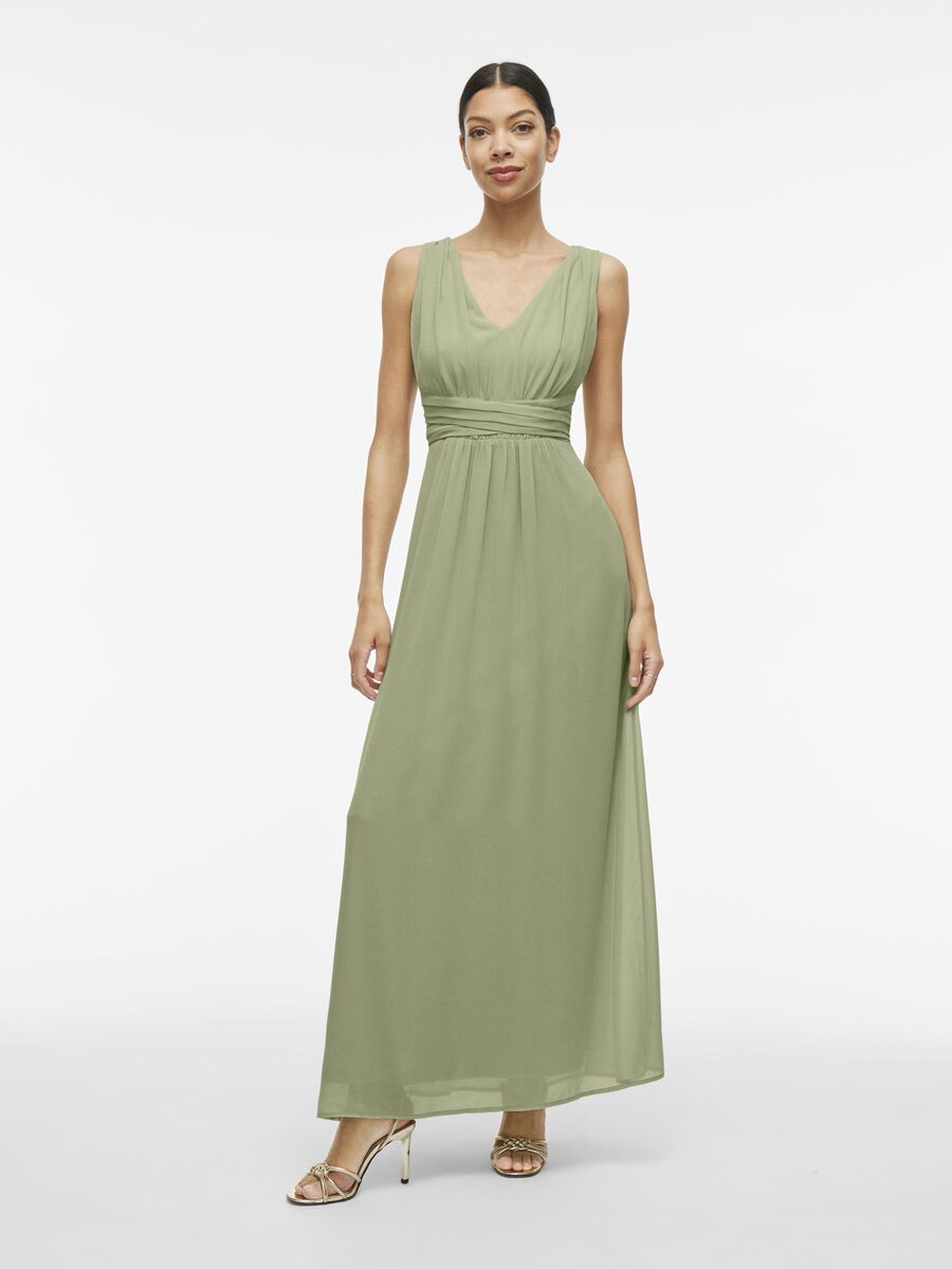 VILA SLEEVELESS MAXI DRESS, Swamp, highres - 14094107_Swamp_003.jpg