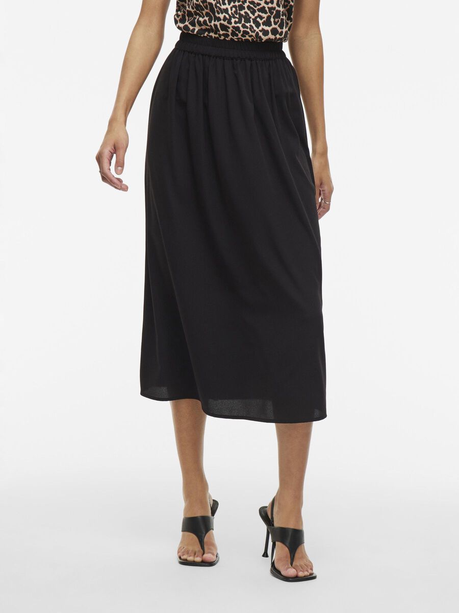 VILA HIGH WAIST MIDI SKIRT, Black, highres - 14109688_Black_003.jpg