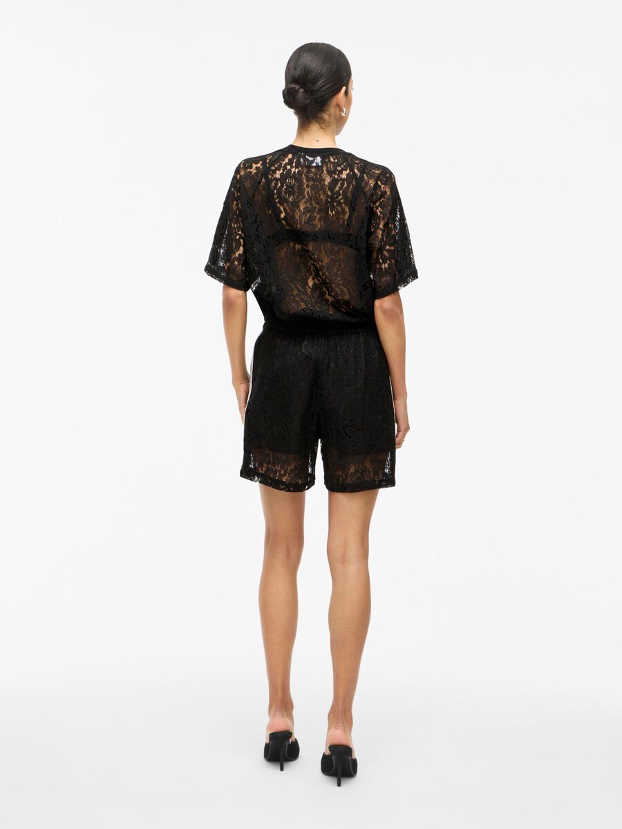 VILA VIOLINE LACE HIGH WAISTED SHORTS, Black, highres - 14114792_Black_004.jpg