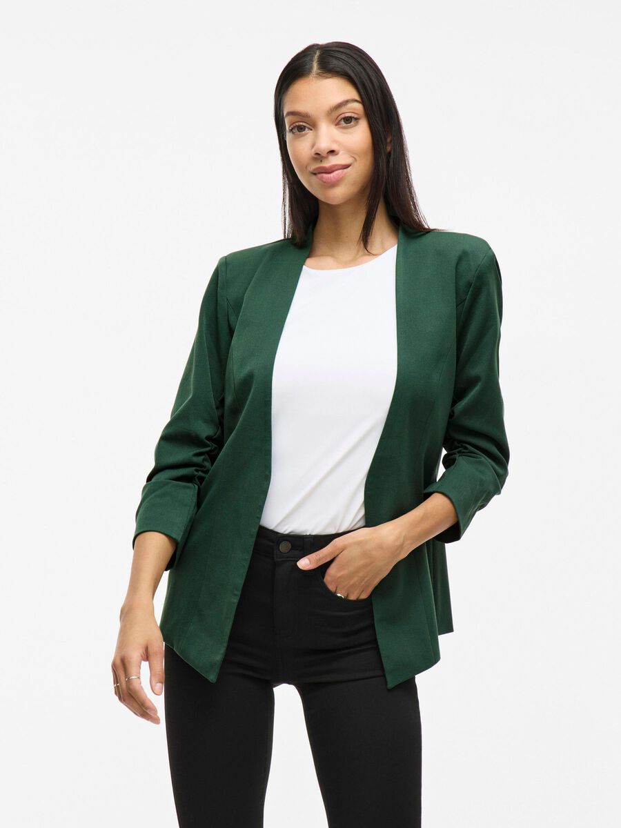 VILA VIHER 3/4 SLEEVED FORMFITTED BLAZER, Pineneedle, highres - 14039434_Pineneedle_003.jpg