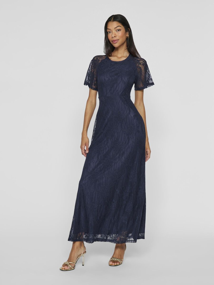 VILA VIFEMMA SHORT SLEEVED MAXI DRESS, Navy Blazer, highres - 14100349_NavyBlazer_003.jpg