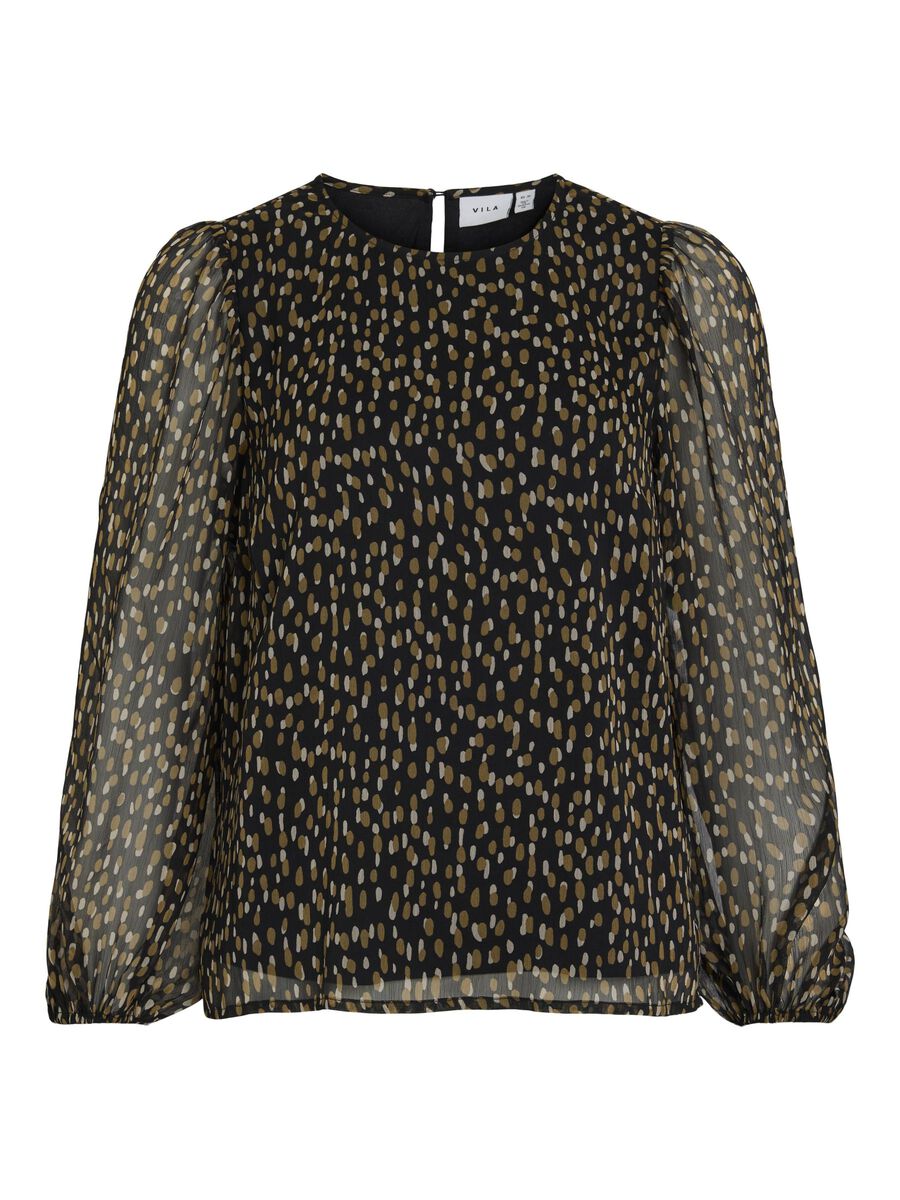 VILA ROUND NECK LONG SLEEVED TOP, Black, highres - 14108740_Black_1200773_001.jpg
