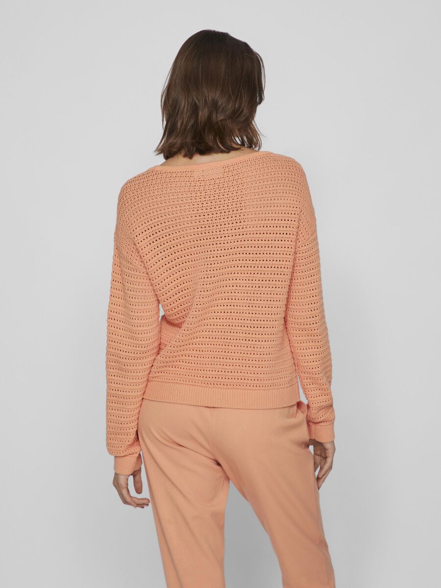 Vila BOATNECK KNITTED PULLOVER, Shell Coral, highres - 14089578_ShellCoral_004.jpg