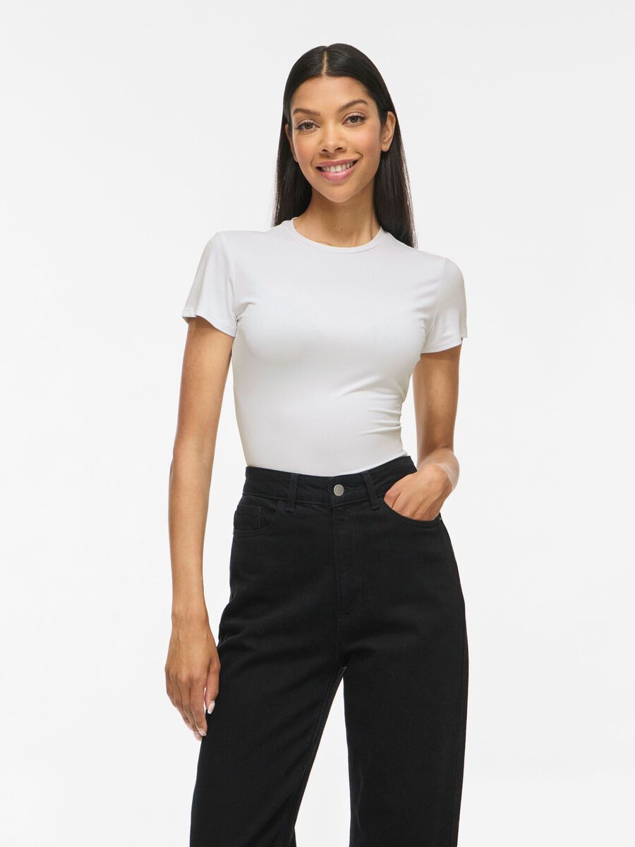 Product carousel image - VIKENZA OKRĄGŁY DEKOLT TOP Z KR&Oacute;TKIMI RĘKAWAMI, Optical Snow | 1