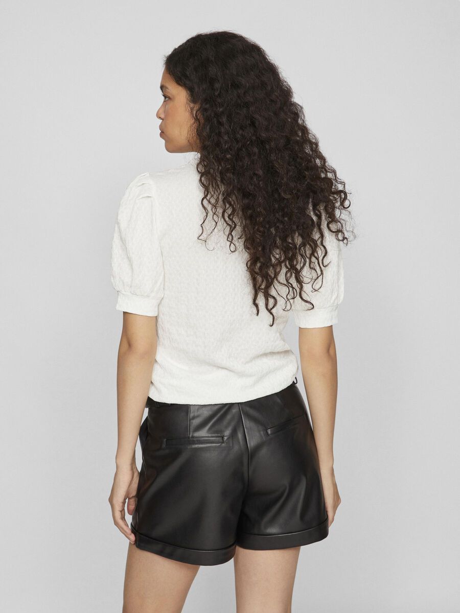 VILA HIGH NECK SHORT SLEEVED TOP, Snow White, highres - 14105973_SnowWhite_004.jpg
