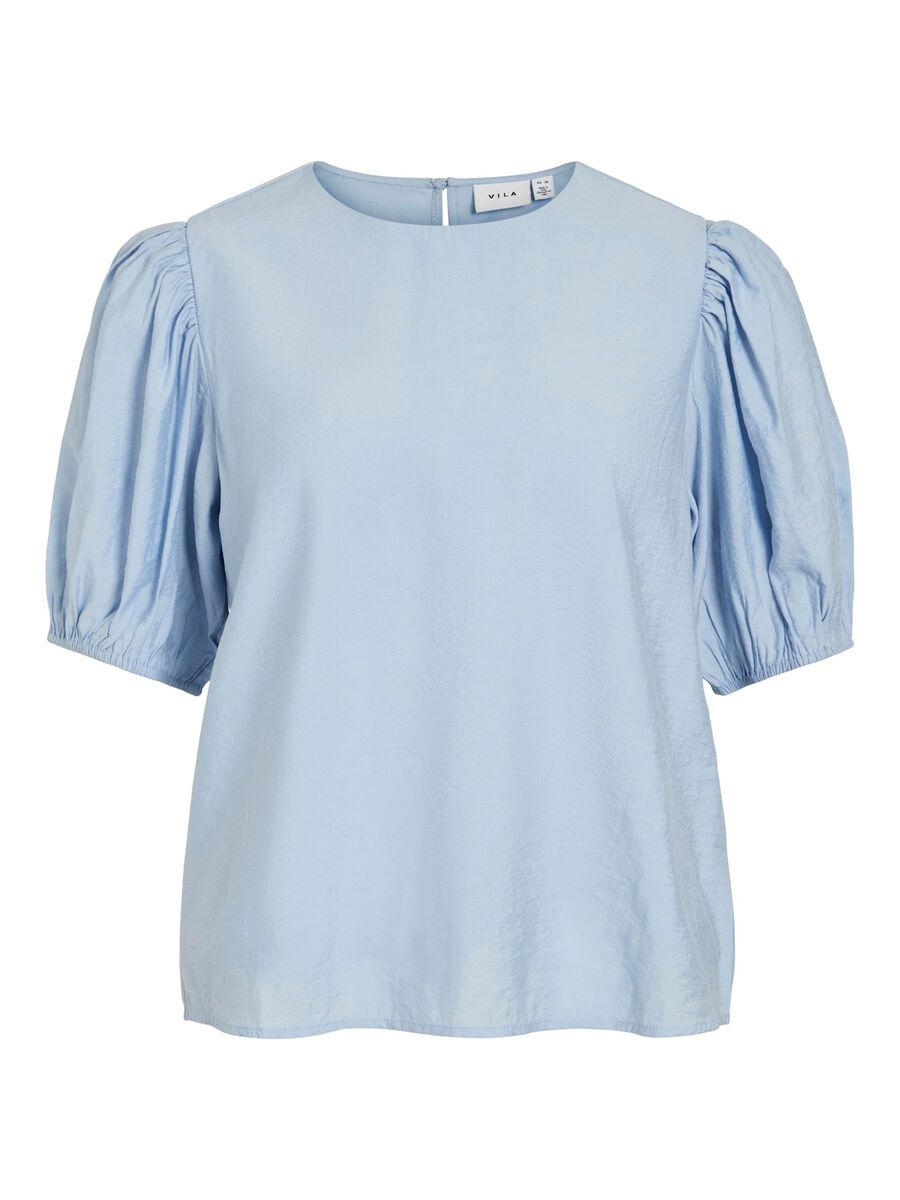 VILA VIALINIA ROUND NECK SHORT SLEEVED TOP, Kentucky Blue, highres - 14106829_KentuckyBlue_001.jpg