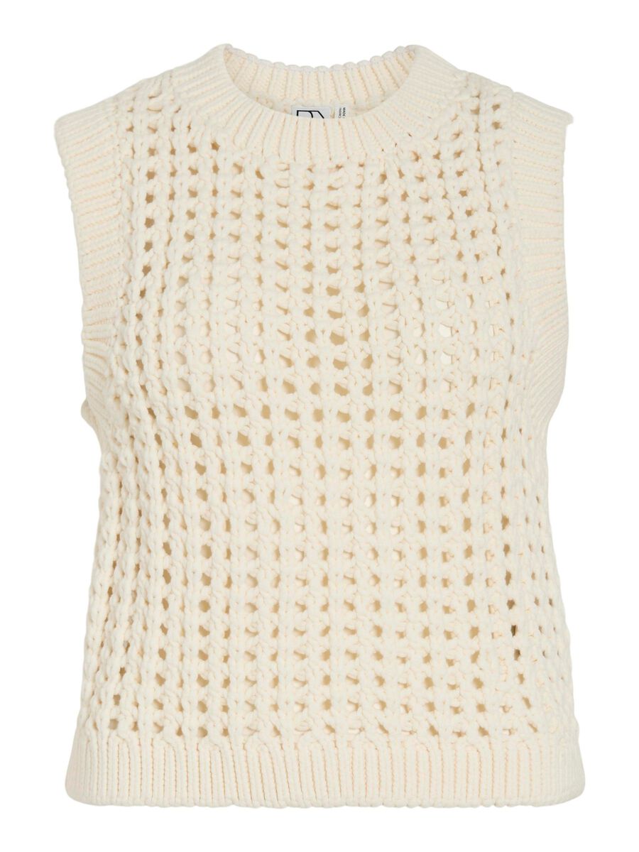 VILA RONDE HALS GEBREID GILET, Birch, highres - 14107742_Birch_001.jpg