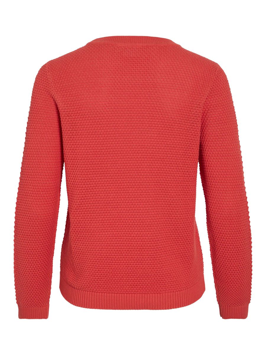 VILA VIDALO BASIC KNITTED PULLOVER, Paprika, highres - 14082767_Paprika_002.jpg