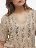 VILA SHORT SLEEVED KNITTED TOP, Natural Melange, highres - 14103437_NaturalMelange_006.jpg