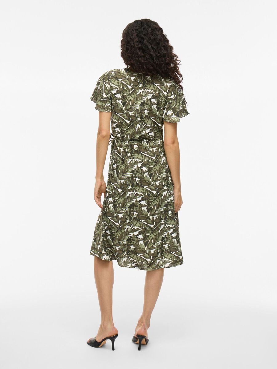 VILA VILOVIE SHORT SLEEVED WRAP DRESS, Sage, highres - 14059666_Sage_1192410_004.jpg