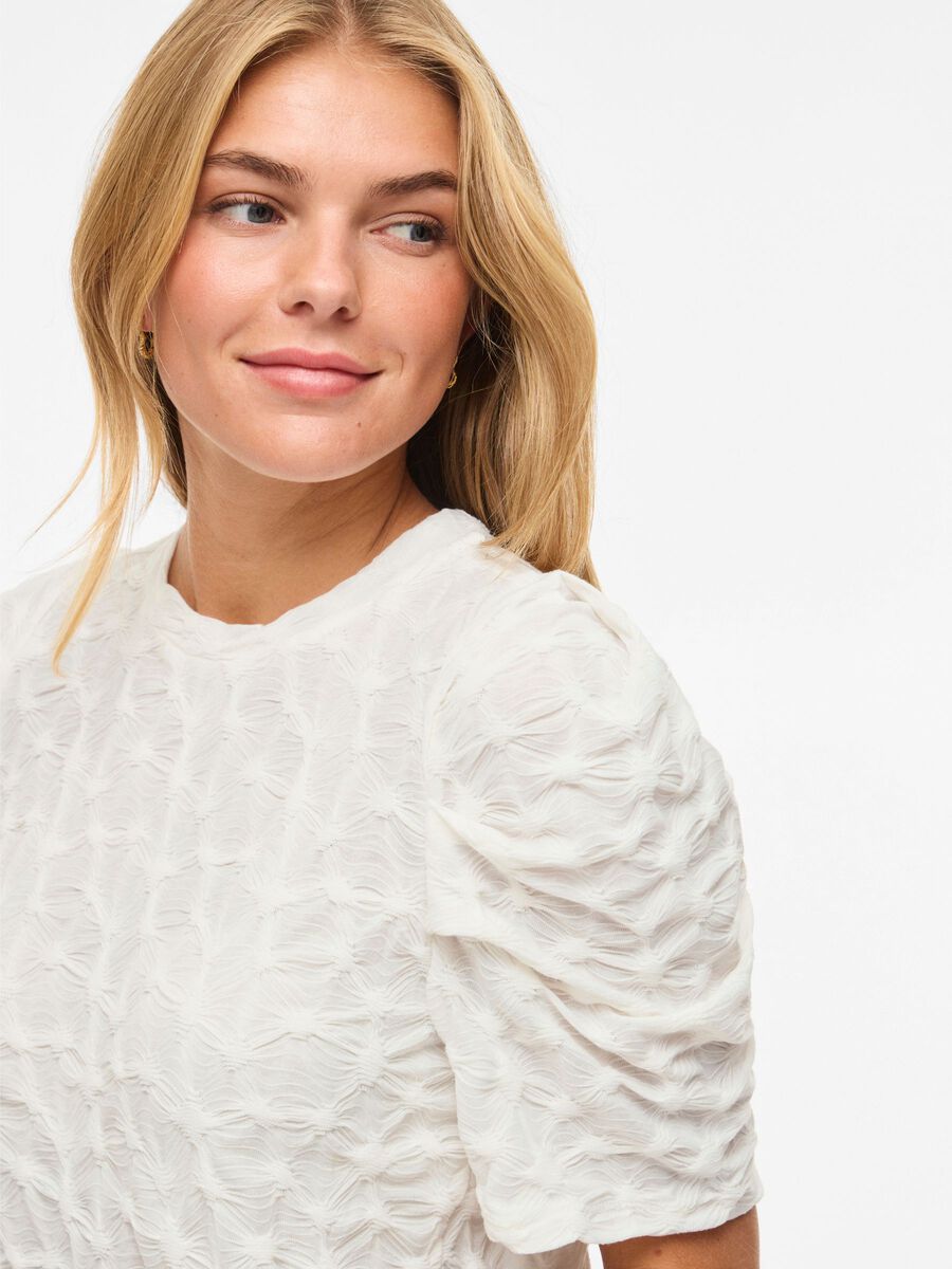 Carousel image - VIELAINE ROUND NECK SHORT SLEEVED TOP, Snow White | 3