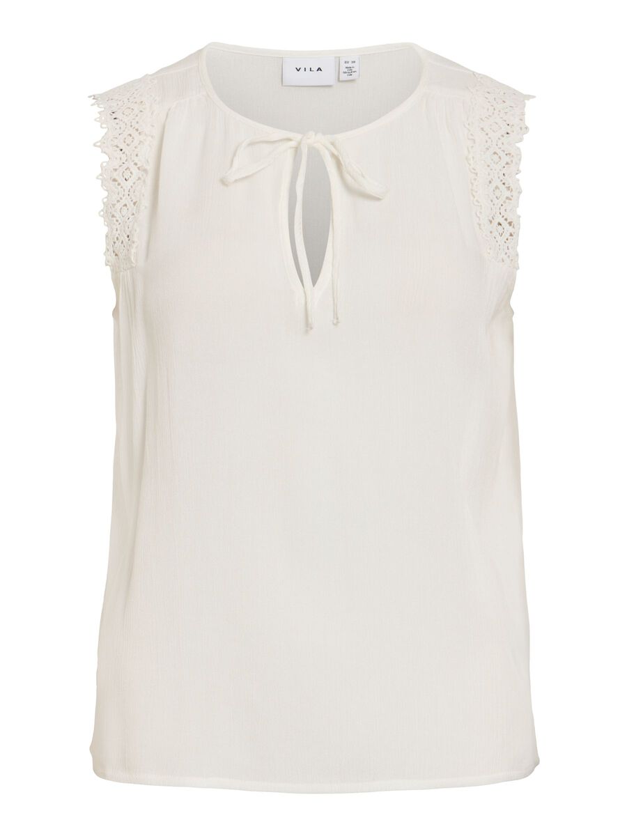Product carousel image - VILINDY ROUND NECK SLEEVELESS TOP, Snow White | 1