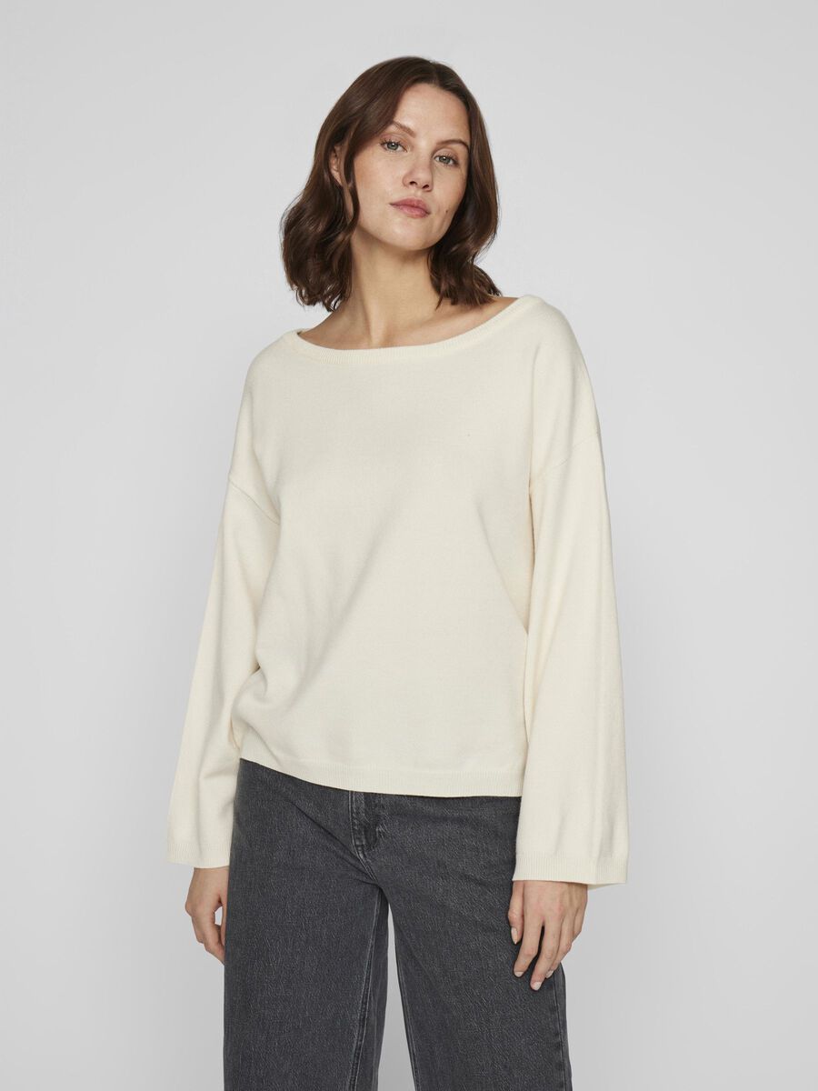 VILA LONG SLEEVED KNITTED PULLOVER, Birch, highres - 14109848_Birch_003.jpg