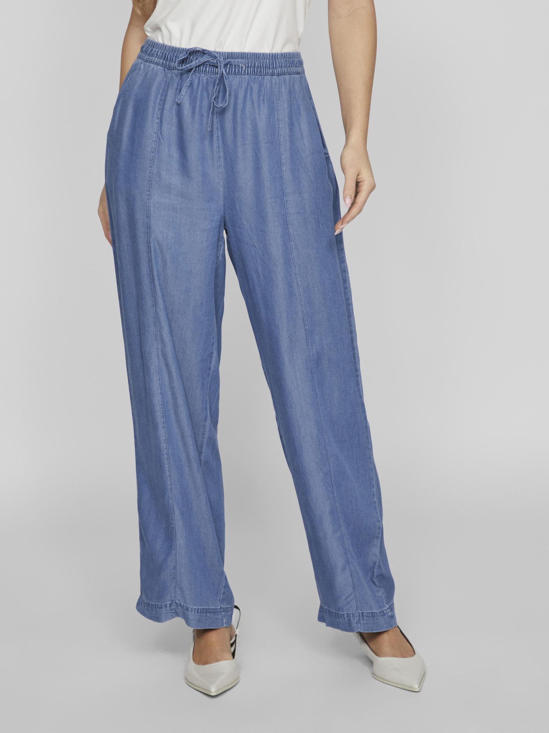 Pantalones de tela cintura alta hot sale