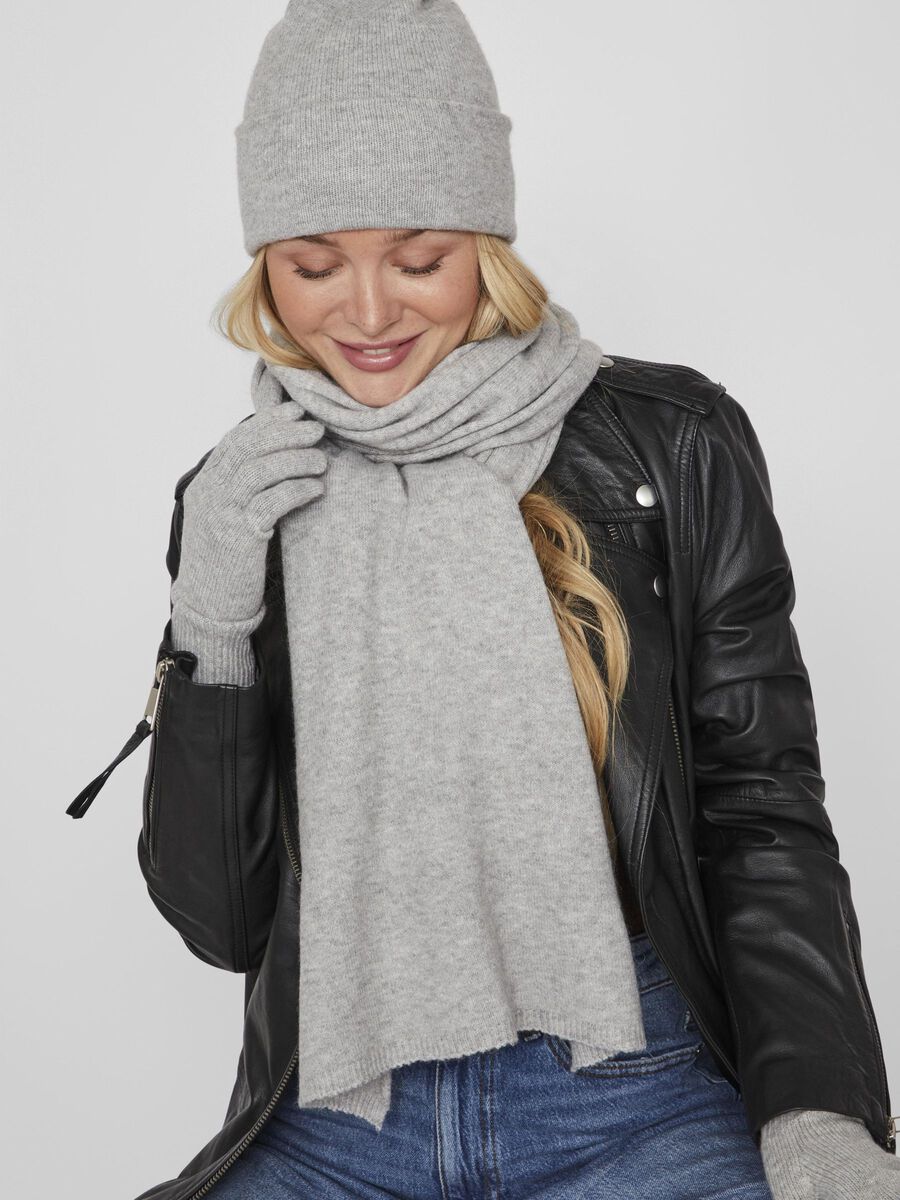 Vila SOFT KNITTED SCARF, Light Grey Melange, highres - 14088993_LightGreyMelange_003.jpg
