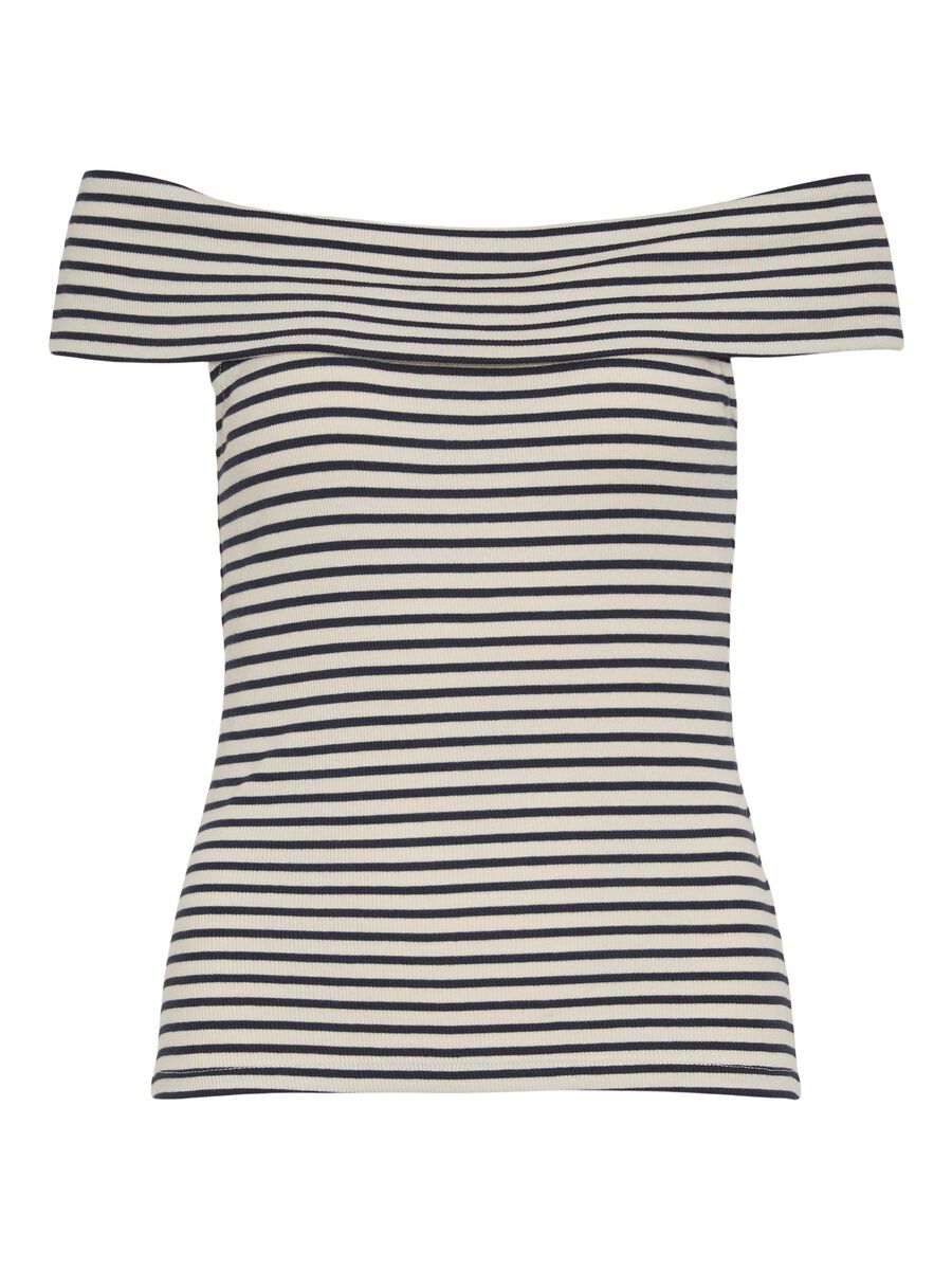 VILA GESTREEPT OFF-SHOULDER TOP, Cloud Dancer, highres - 14106167_CloudDancer_1178201_001.jpg
