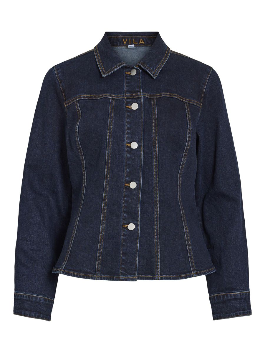 VILA BUTTONED DENIM JACKET, Dark Blue Denim, highres - 14104769_DarkBlueDenim_001.jpg