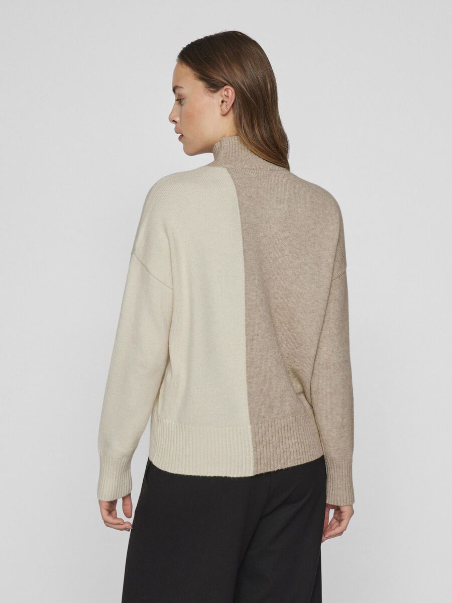 VILA HØYHALSET STRIKKET PULLOVER, Natural Melange, highres - 14103375_NaturalMelange_1157665_004.jpg