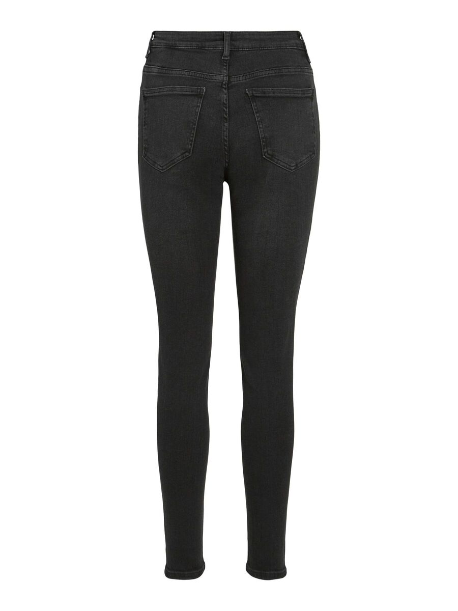 VILA VISARAH MID WAIST SKINNY FIT JEANS, Black Denim, highres - 14108874_BlackDenim_002.jpg
