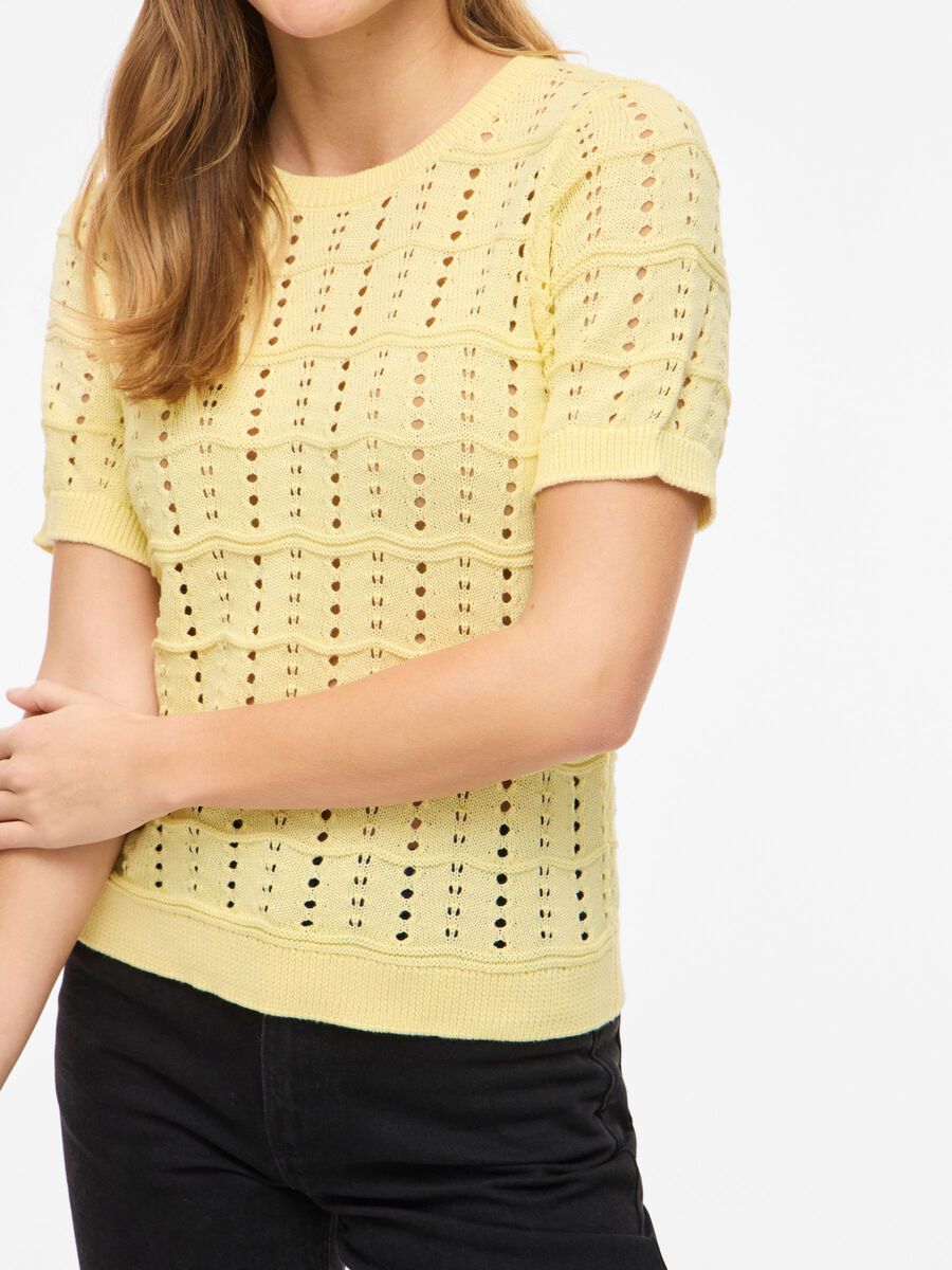 Carousel image - VISIDONA SHORT SLEEVED KNITTED TOP, Pastel Yellow | 3