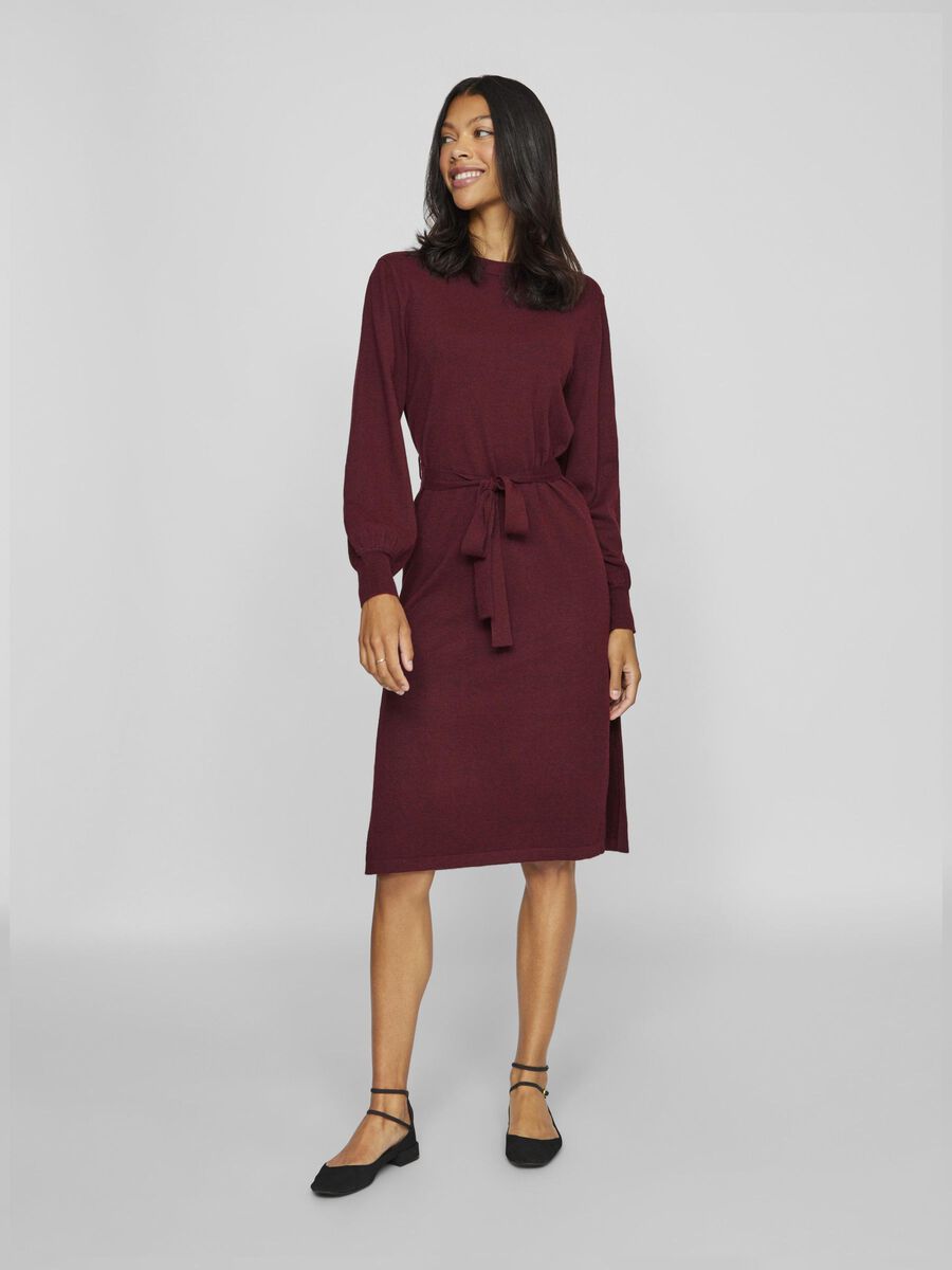VILA BELTED KNITTED DRESS, Winetasting, highres - 14103924_Winetasting_003.jpg