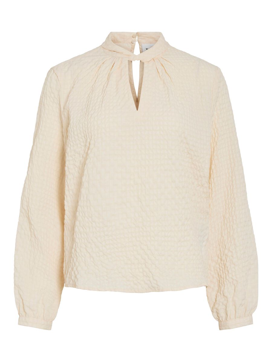 Product carousel image - VIVEAMA HIGH NECK LONG SLEEVED TOP, Birch | 2