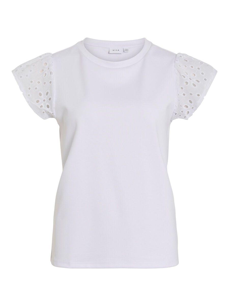 VILA ROUND NECK SHORT SLEEVED TOP, Bright White, highres - 14107292_BrightWhite_001.jpg