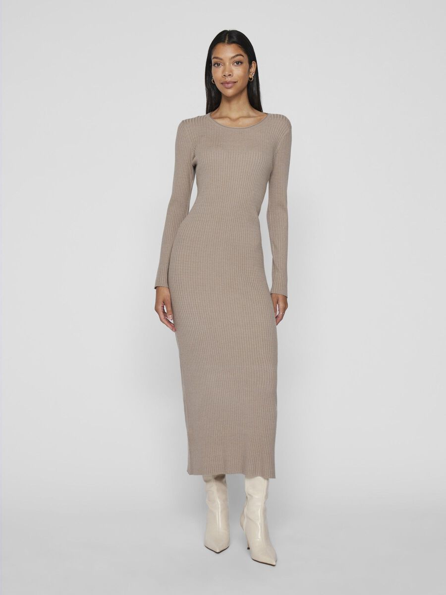 VILA MAXI KNITTED DRESS, Natural Melange, highres - 14109935_NaturalMelange_003.jpg