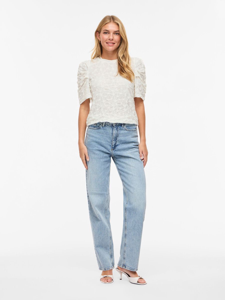 Carousel image - VIELAINE ROUND NECK SHORT SLEEVED TOP, Snow White | 4