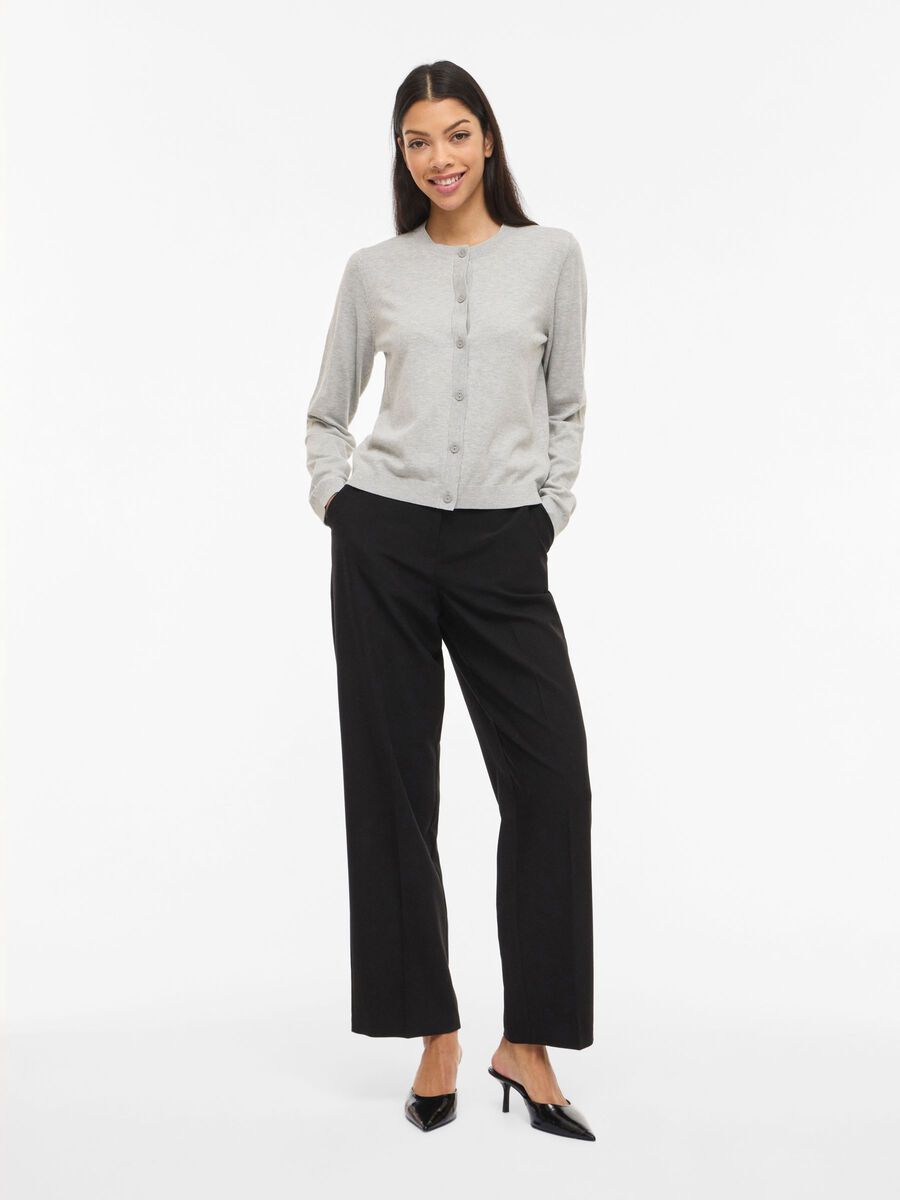 Carousel image - VIMALU RONDE HALS GEBREID VEST, Light Grey Melange | 4