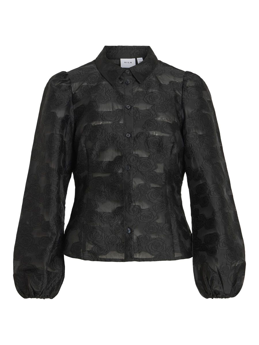 VILA LONG SLEEVED SHIRT, Black, highres - 14106287_Black_001.jpg