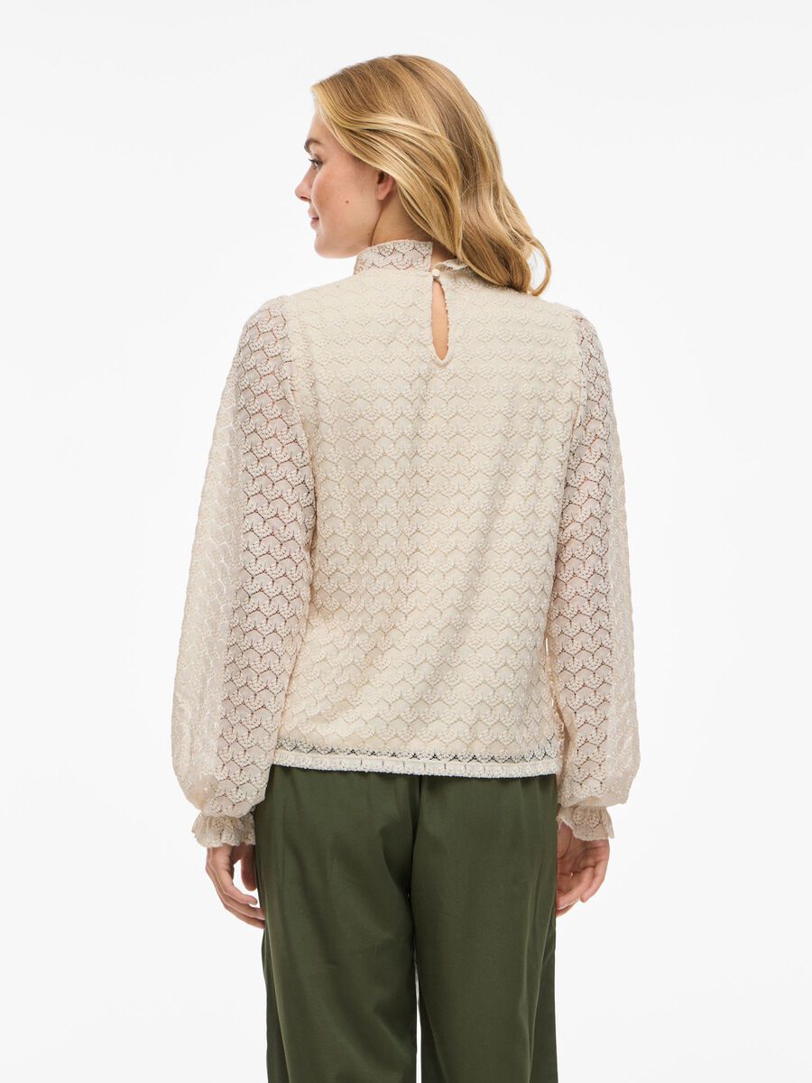 Carousel image - VIMOKA HIGH NECK LONG SLEEVED TOP, Birch | 2