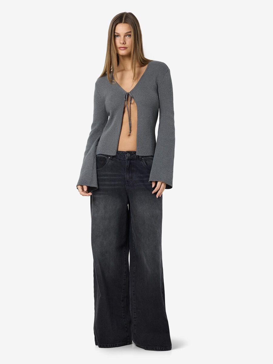 Noisy May TIE-FRONT KNITTED CARDIGAN, Charcoal Gray, highres - 27034651_CharcoalGray_004.jpg