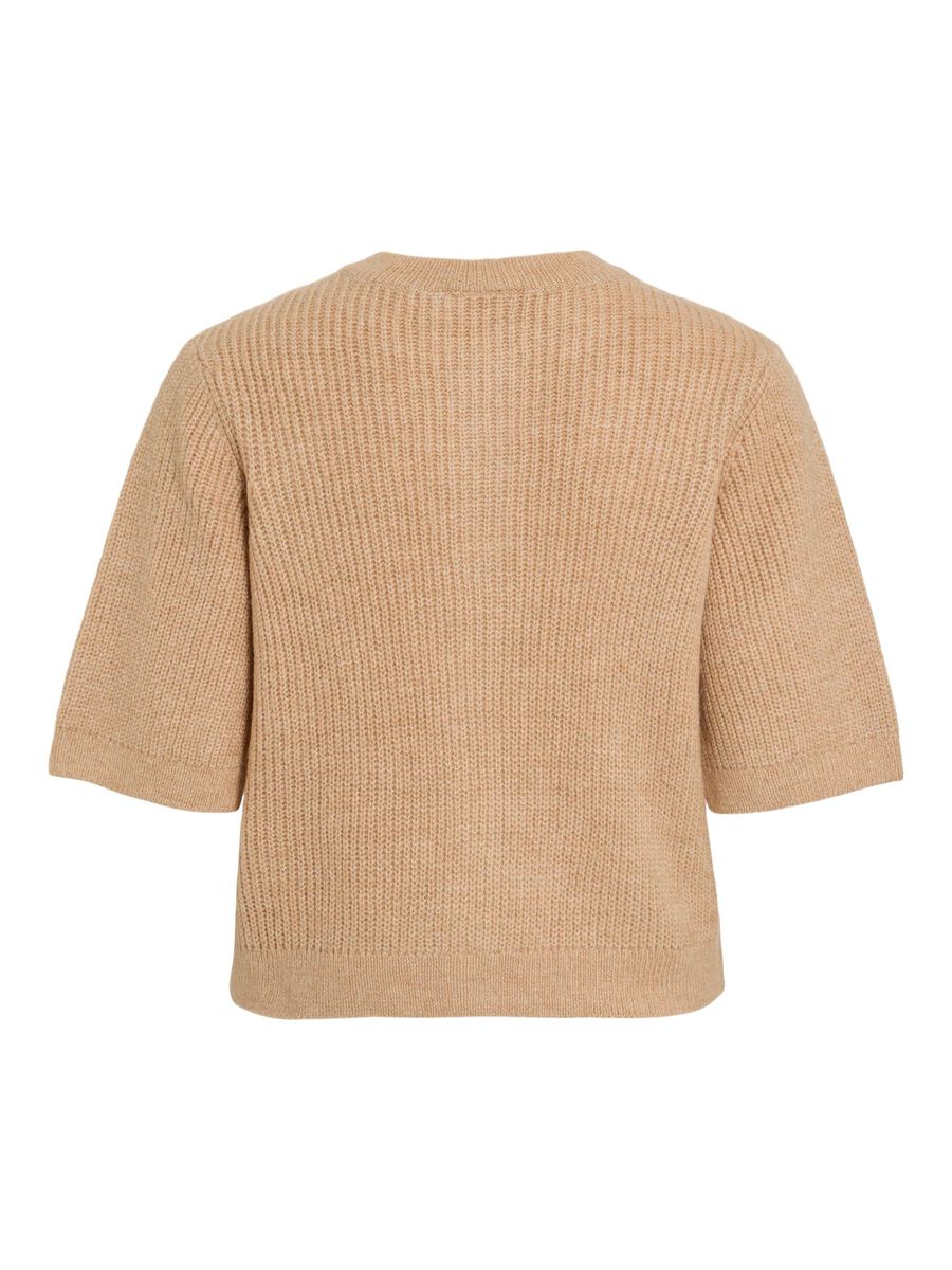 VILA MANCHES COURTES CARDIGAN EN MAILLE, Natural Melange, highres - 14109223_NaturalMelange_002.jpg
