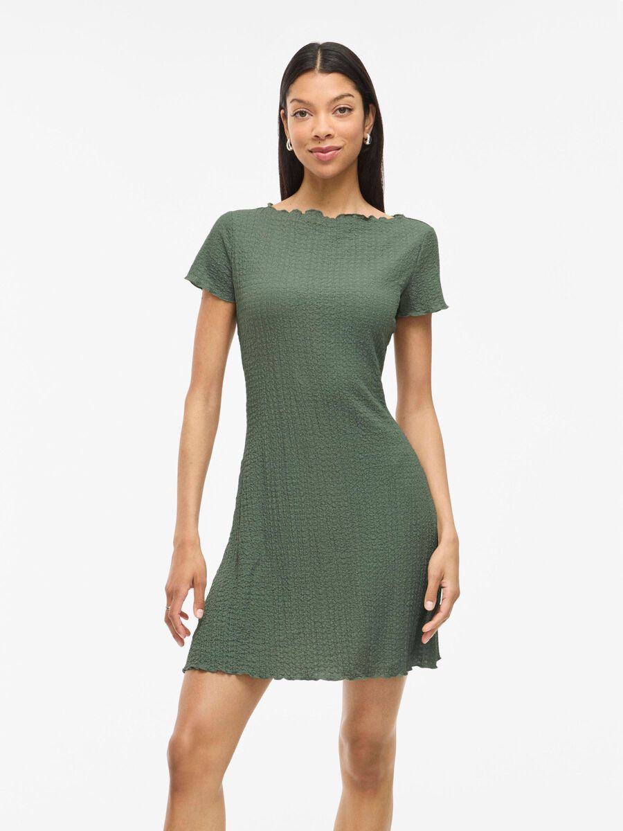 VILA VIDELIA SHORT SLEEVED SHORT DRESS, Laurel Wreath, highres - 14112741_LaurelWreath_003.jpg