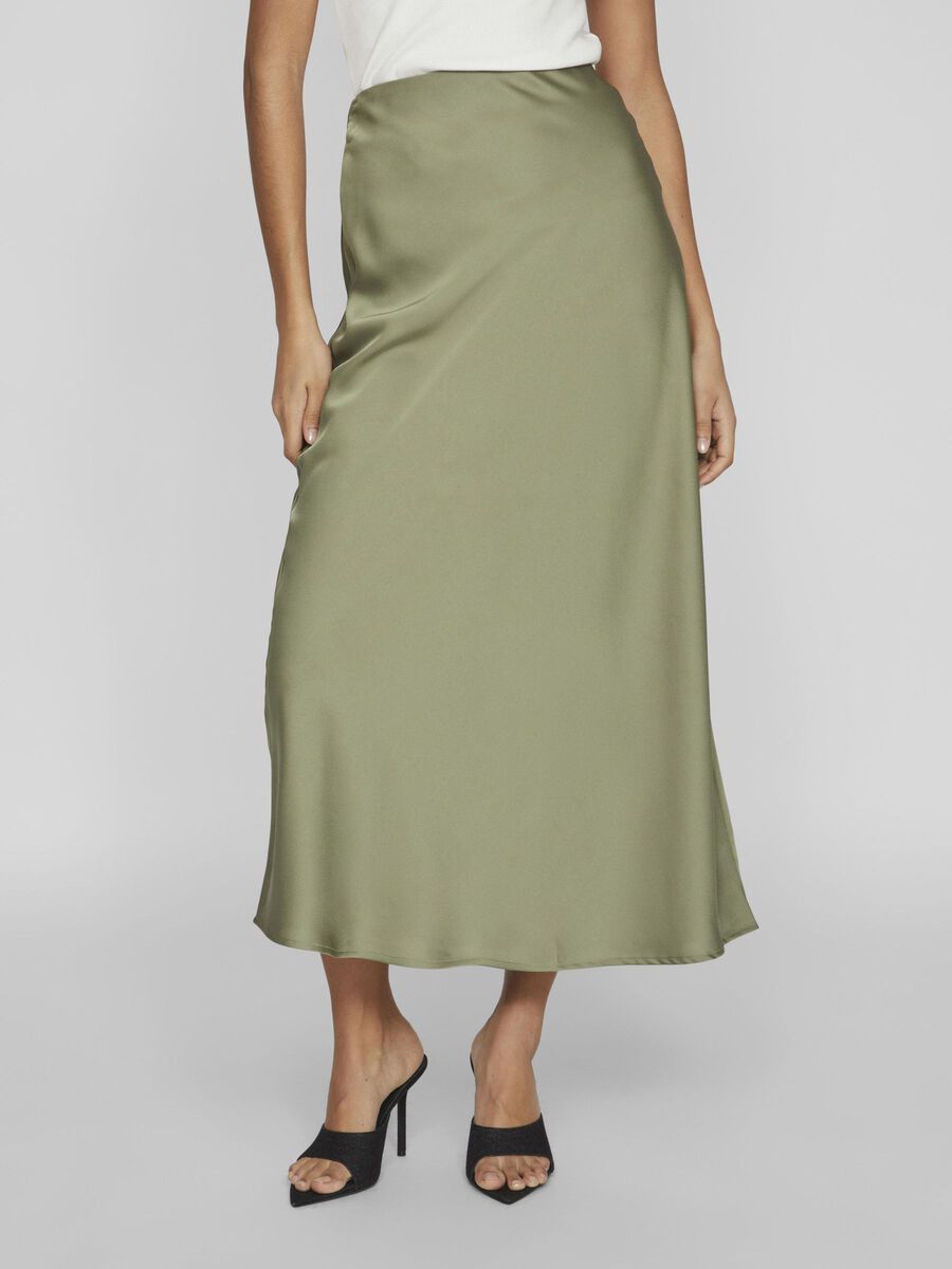 VILA VIELLETTE - TAILLE HAUTE JUPE MI-LONGUE, Oil Green, highres - 14084182_OilGreen_003.jpg