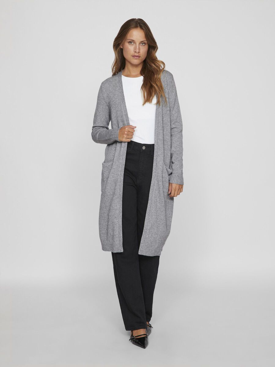 VILA VIRIL, PITKÄ NEULETAKKI, Medium Grey Melange, highres - 14042770_MediumGreyMelange_003.jpg
