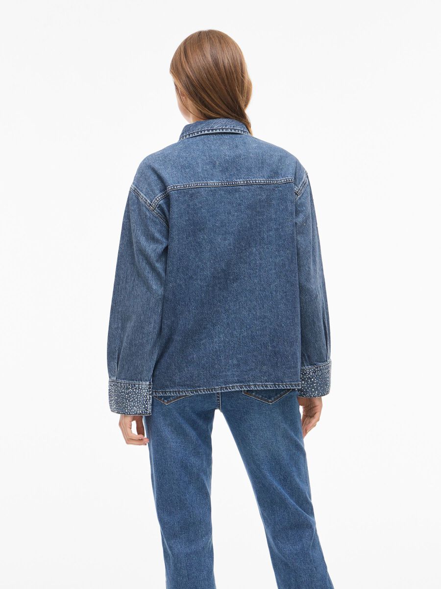 Carousel image - VIPAL GLITTER DENIM SHIRT, Medium Blue Denim | 2