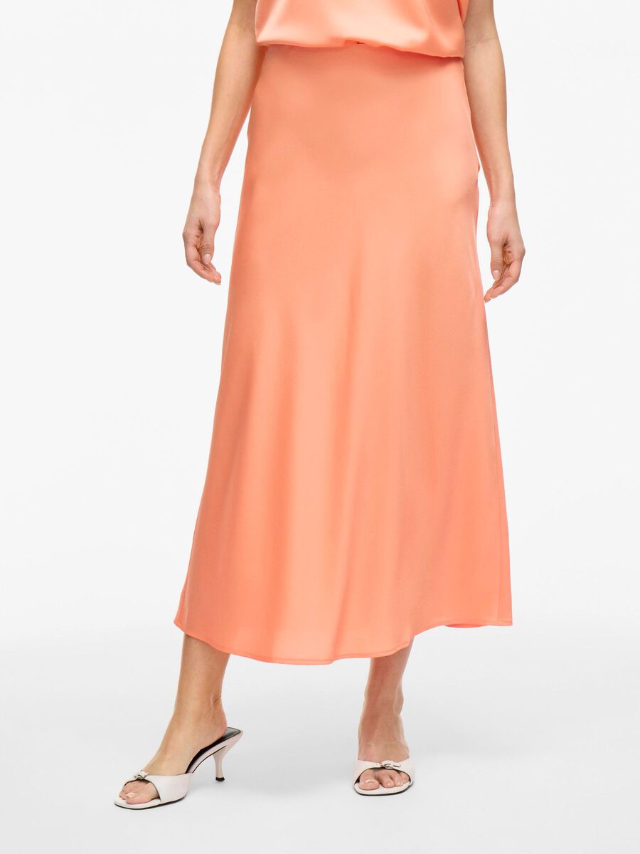 VILA VIELLETTE HIGH WAIST MIDI SKIRT, Cadmium Orange, highres - 14084182_CadmiumOrange_003.jpg