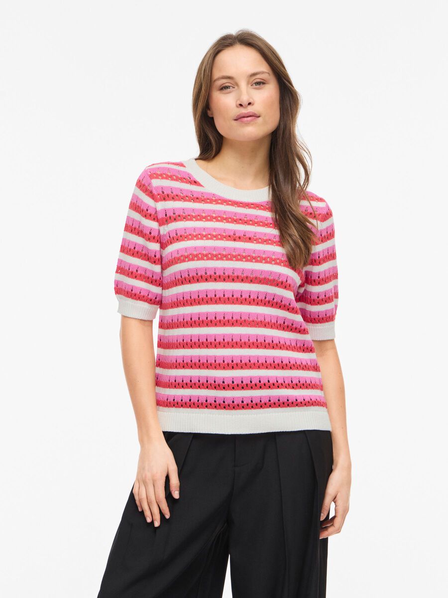 Product carousel image - VIELINJA SHORT SLEEVED KNITTED TOP, Snow White | 1