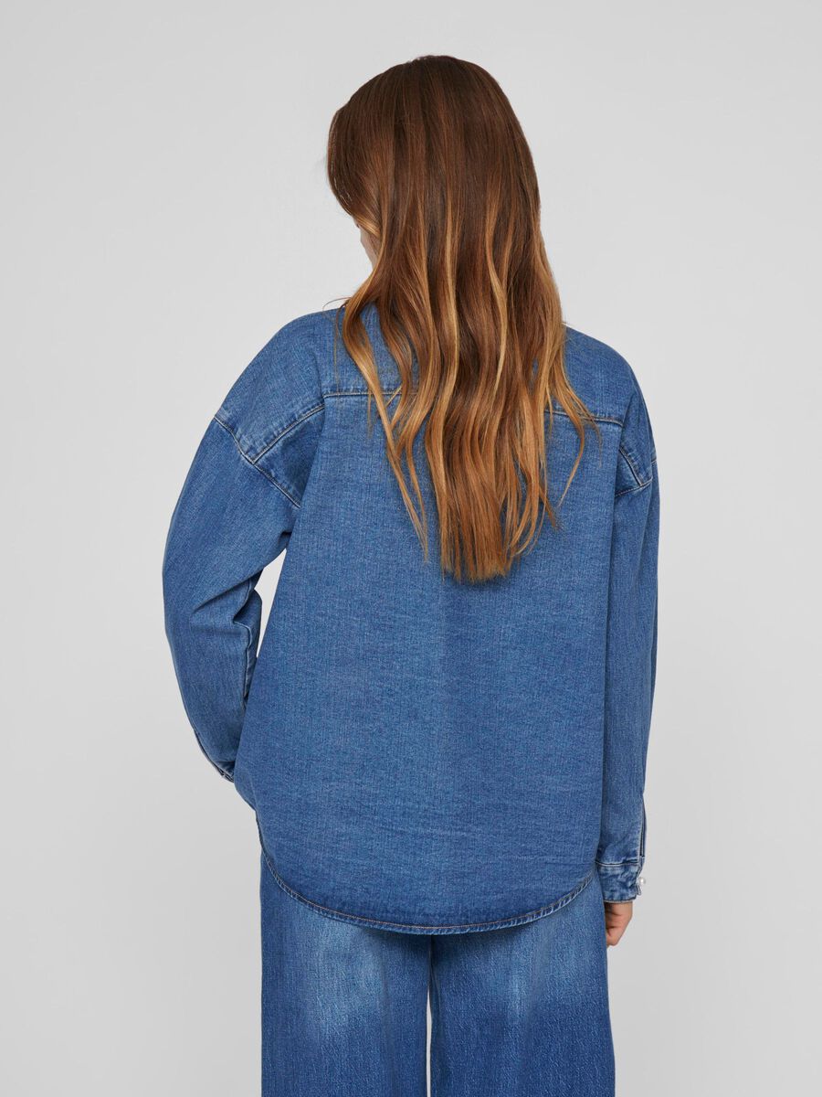 VILA LONG SLEEVED DENIM SHIRT, Dark Denim, highres - 14108643_DarkDenim_004.jpg