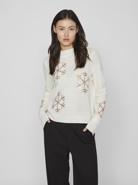 Vila SCHNEEFLOCKEN WEIHNACHTS STRICKPULLOVER, White Alyssum, highres - 14081823_WhiteAlyssum_997452_003.jpg